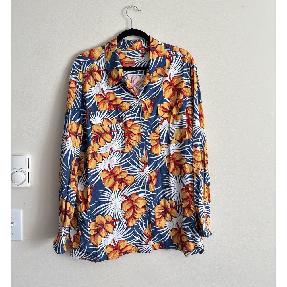 Tommy Bahama Relax Womens XL Button Camp Shirt Floral Hawaiian Tropical